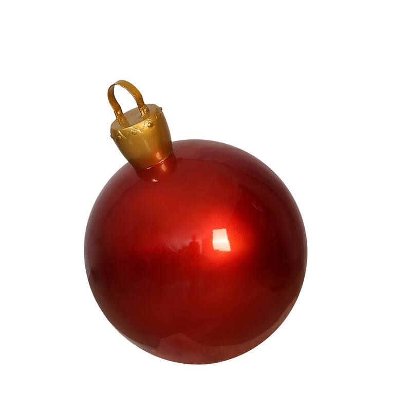 Christmas Ball Commercial Ornament Outdoor Decoration - 26" - Red and Gold