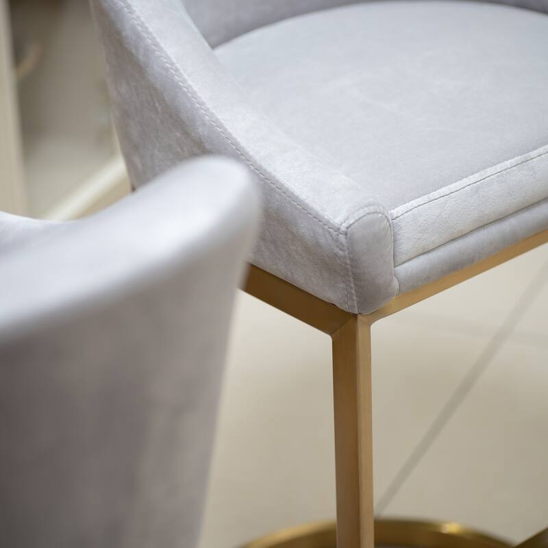 Otus 26" Counter Height Gold Brass Velvet Mid-Century Bar Stool