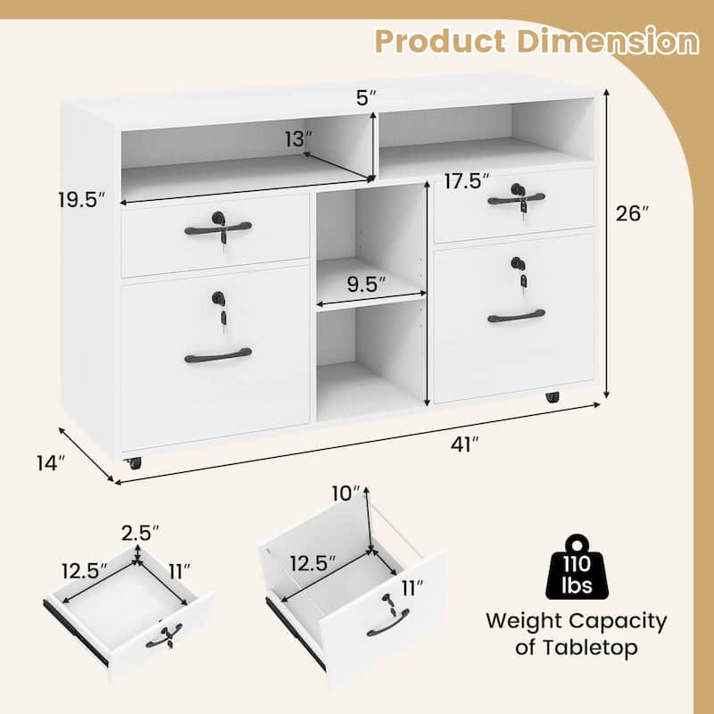 Costway File Cabinet with Lock 4 Drawers Fits Files A4/Letter Size - See Details