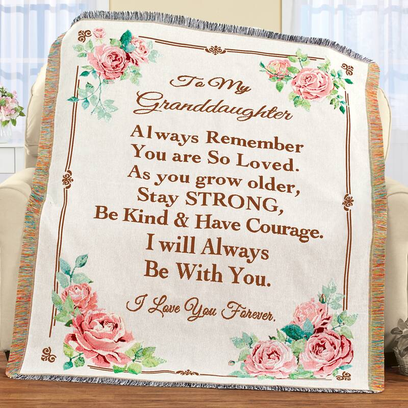 To My Granddaughter Fringe Border Tapestry Throw - 10.500 x 6.250 x 4.130 - White