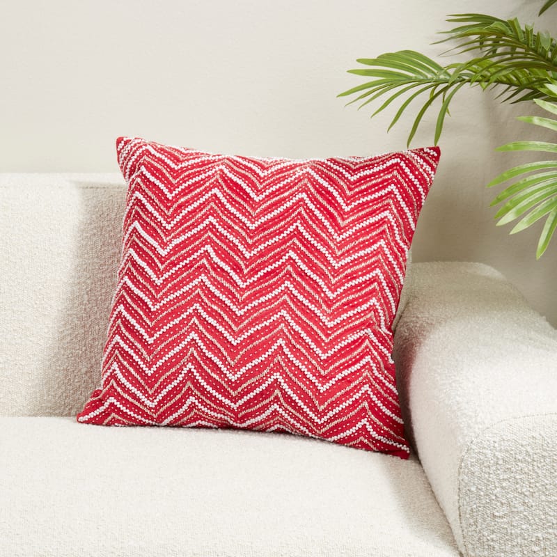 Velvet Beaded Chevron Throw Pillow