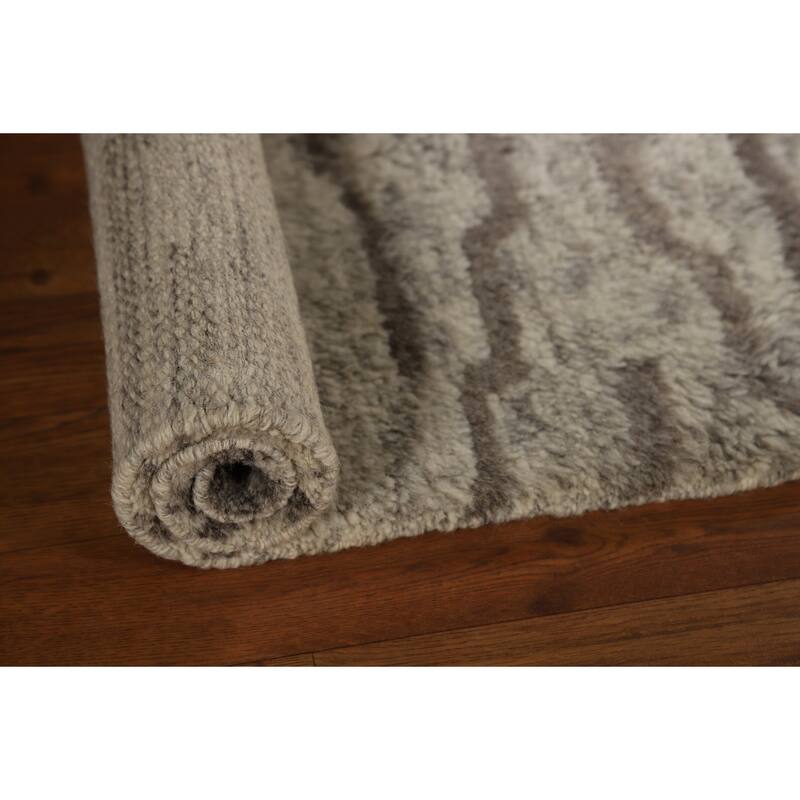 Abstract Moroccan Indian Accent Rug Handmade Beige Wool Carpet - 2'0"x 3'0"