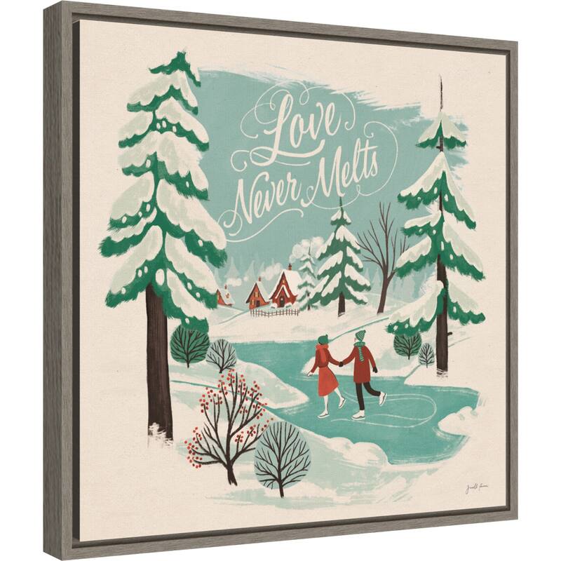 Winter Bliss V (Ice Skating) by Janelle Penner Framed Canvas Art