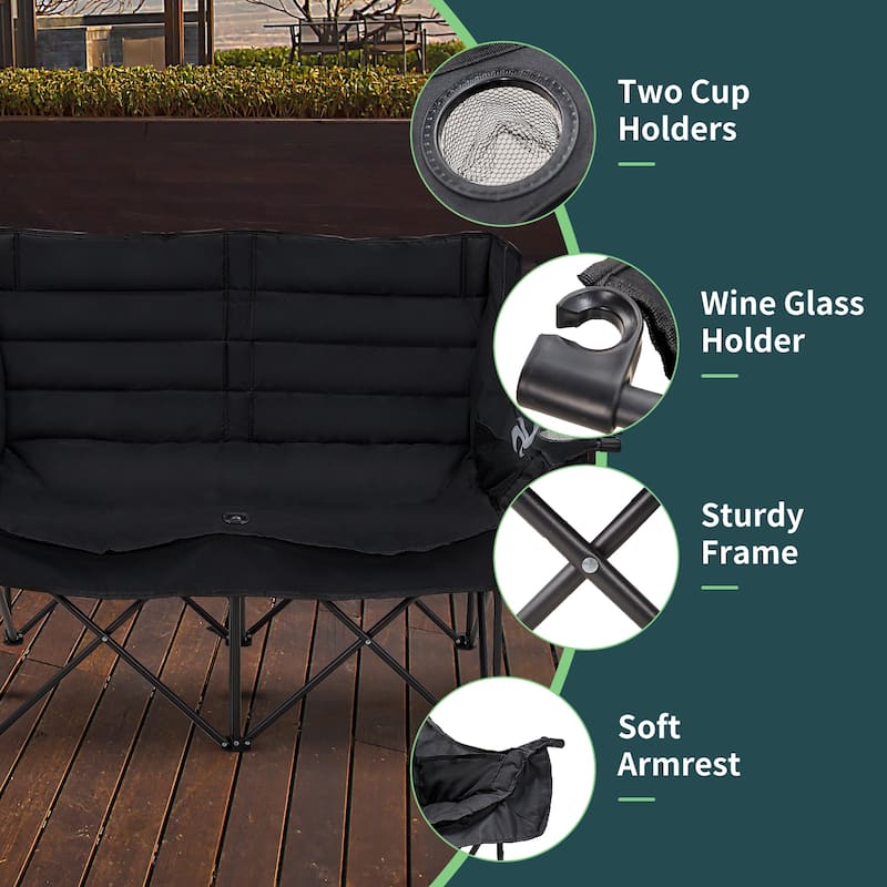 DoCred Oversized 2 Person Folding Fully Padded Camping Chair