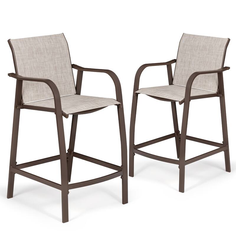 Pellebant Outdoor Patio Aluminum Counter Height Bar Stools - 21.7"widex25.6"deepx43.7"high