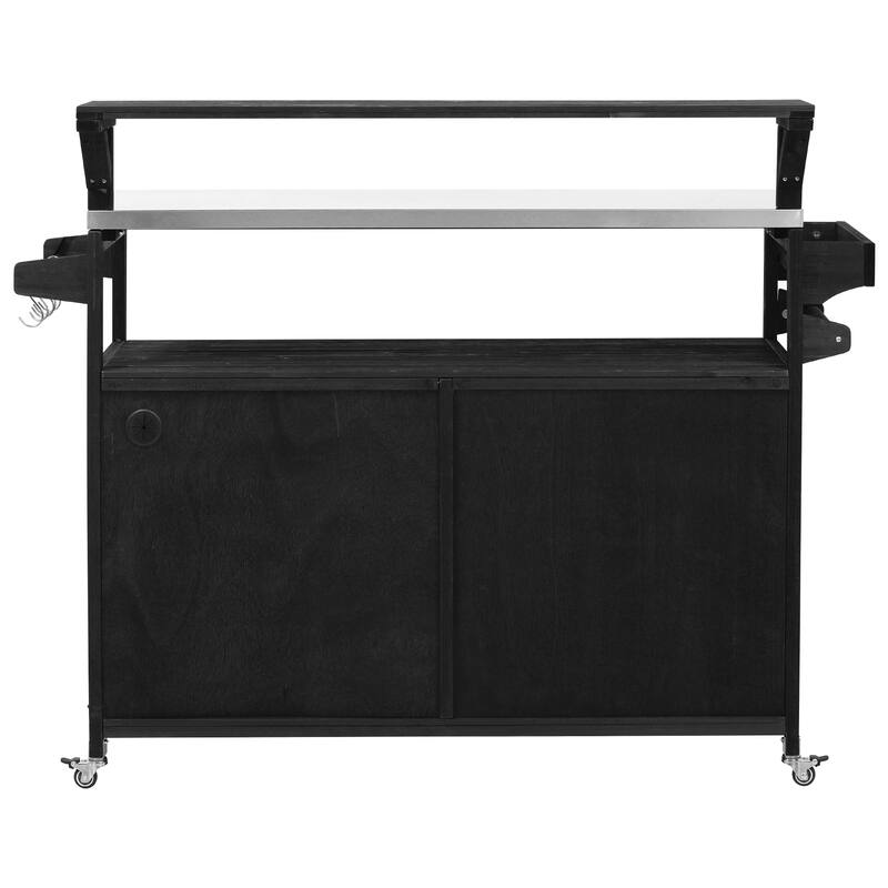 53.3" Outdoor Kitchen Island with Adjustable Shelf and Stainless Steel Top