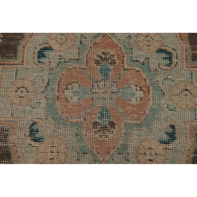 Vintage Orange Tabriz Persian Rug Handmade Traditional Wool Carpet - 6'7" x 9'4"