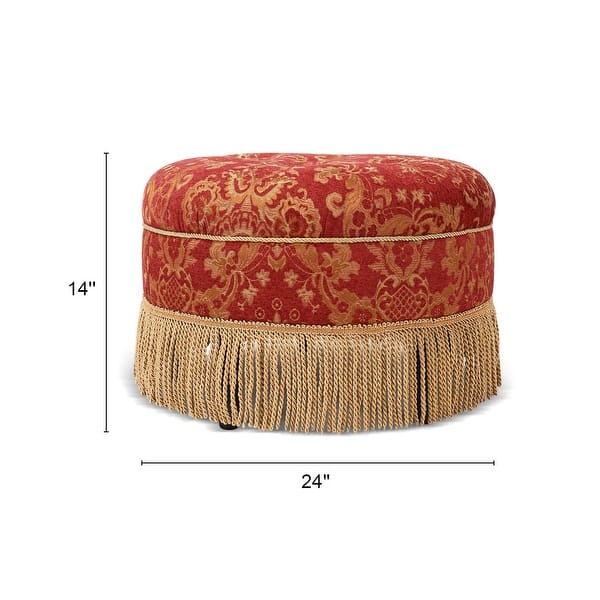 dimension image slide 8 of 13, Yolanda 24" Upholstered Round Accent Ottoman