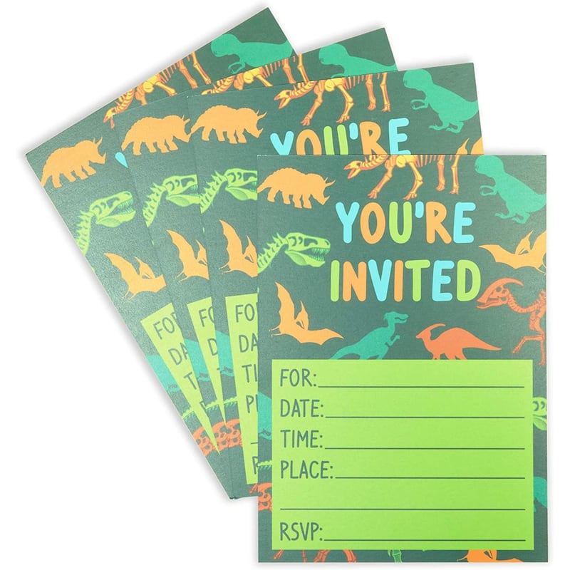 Paper Junkie Green Dinosaur Party Invitations, You're Invited (5 x 7 In, 36 Pack)