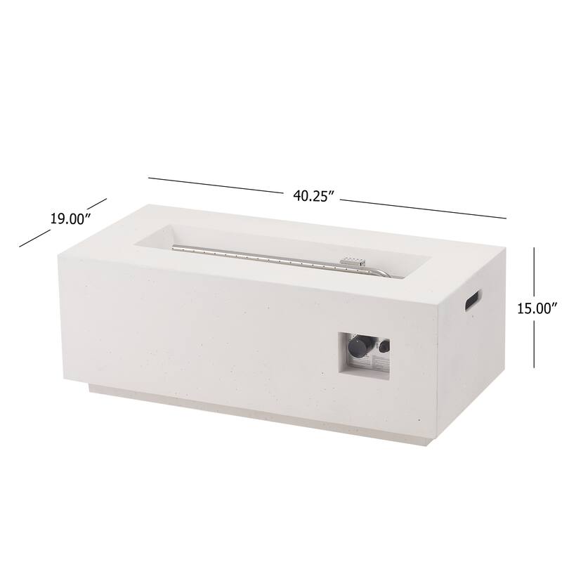 Aidan Outdoor 40,000 BTU Lightweight Concrete Rectangular Fire Pit (No Tank Holder) by Christopher Knight Home