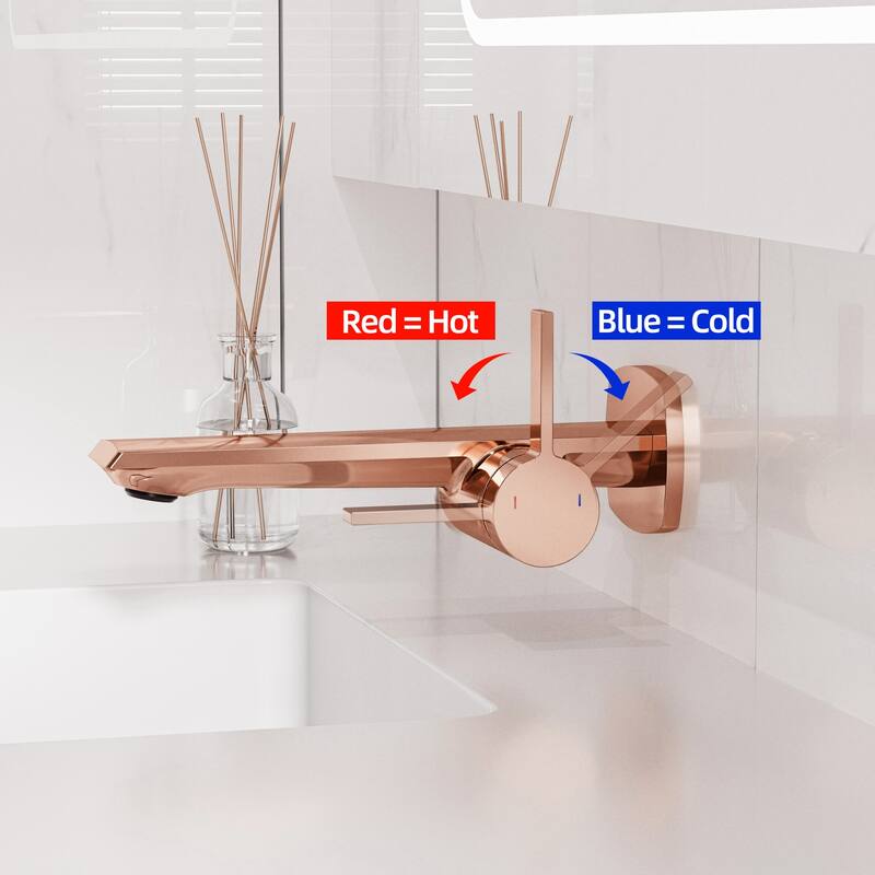 Modland Wall Mount Single Hole Bathroom Faucet, NSF/CUPC Certified & Salt Spray 8 (Matte Black/Rose Gold)