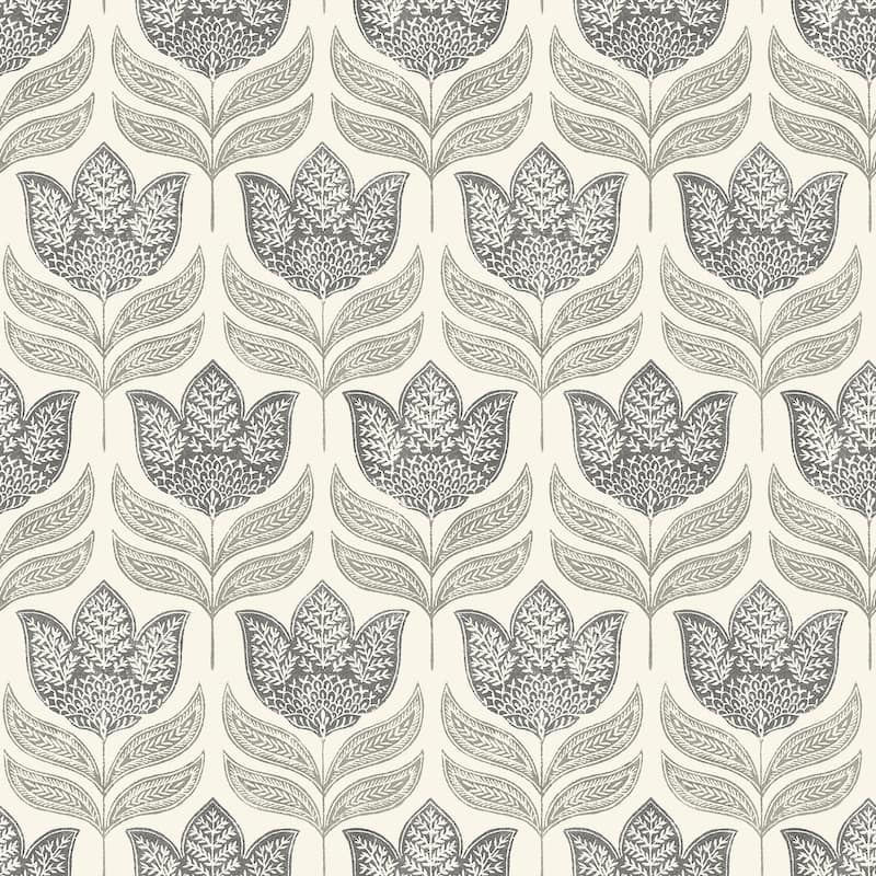 Chesapeake Cathal Charcoal Tulip Block Print Wallpaper
