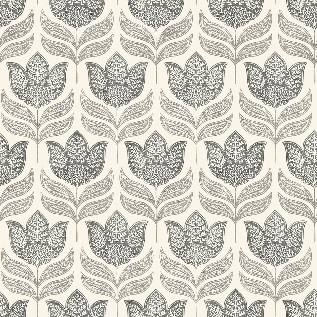 Chesapeake Cathal Charcoal Tulip Block Print Wallpaper