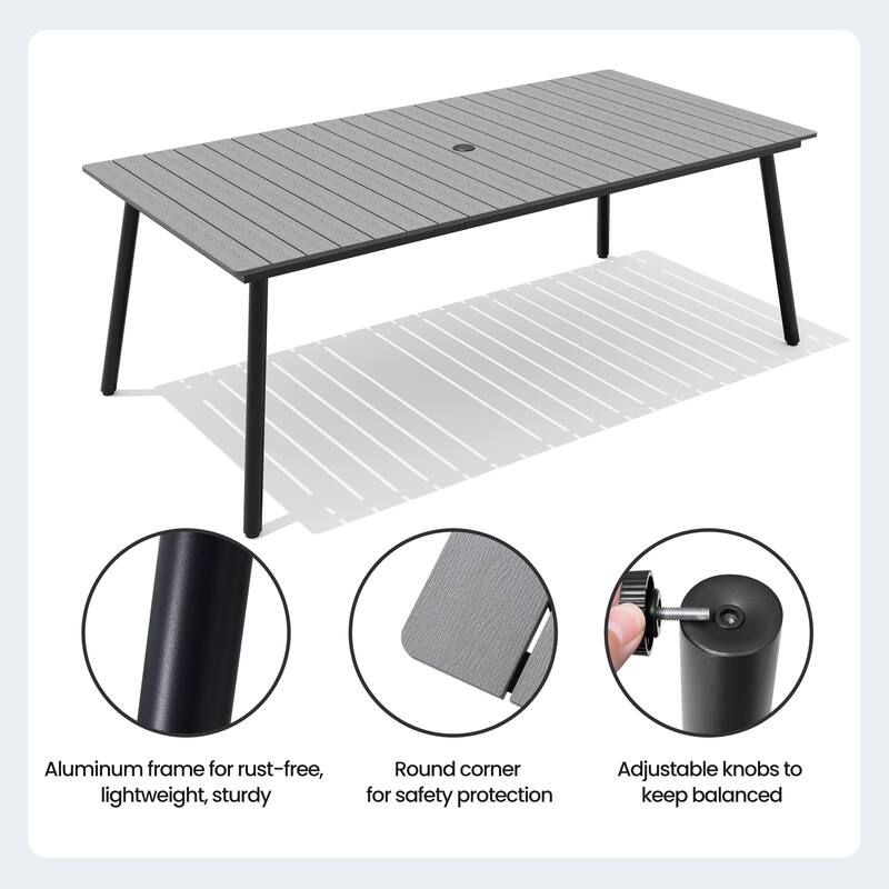 7-Pieces Outdoor Dining Set Aluminum Dining Table with Stackable Dining Chairs