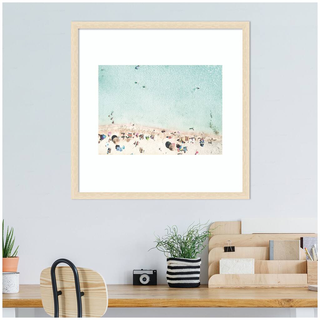 Kate and Laurel Turquoise Beach from Above No. 2 by Amy Peterson Framed Wall Art Print