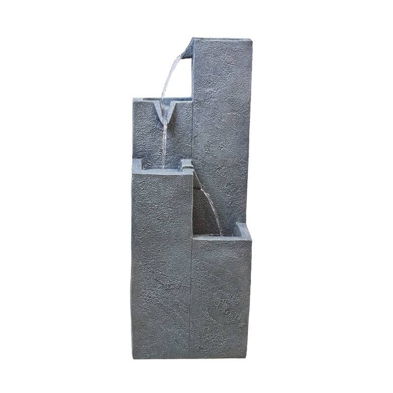 4-Tier Geometric Outdoor Fountain with LED Lights
