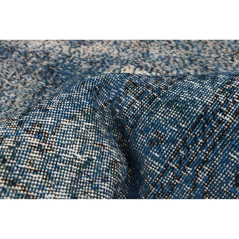 ECARPETGALLERY Hand-knotted Color Transition Dark Blue Wool Rug - 6'7 x 9'3