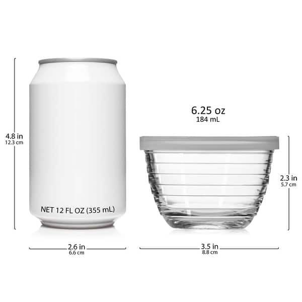 dimension image slide 1 of 2, Libbey Small Glass Bowls with Lids, 6.25-ounce, Set of 8 - Set of 16