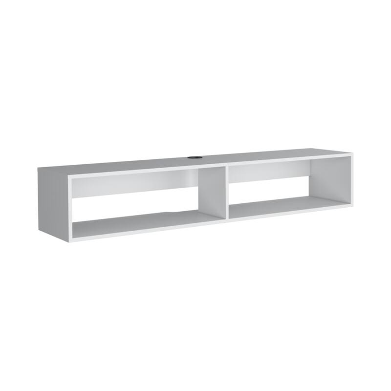 Modern TV Console Wall Mounted 59" Floating Media Stand with Shelves and Cable Management - 10.4”H x 59.1”W x 12.6”D