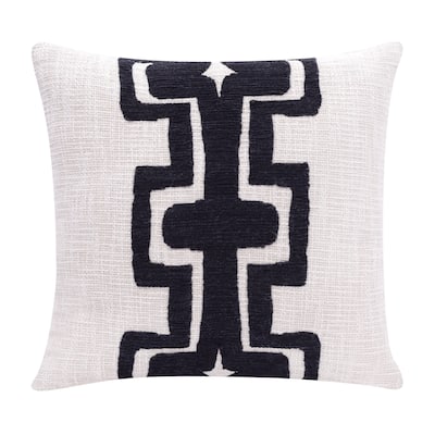 HomeRoots 20" X 20" Black And Ivory 100% Cotton Geometric Zippered Pillow