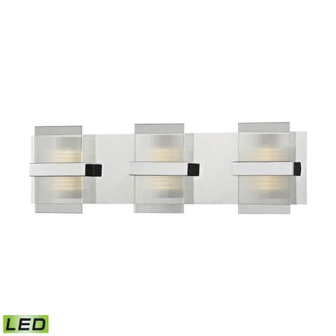 Desiree 1-Light Vanity Sconce in Polished Chrome with Clear Lined Glass - Integrated LED