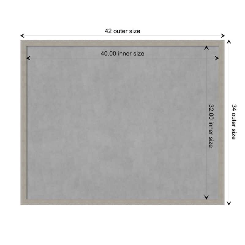 Amanti Art Woodgrain Stripe Grey Framed Magnetic Board - Board Size 40x32