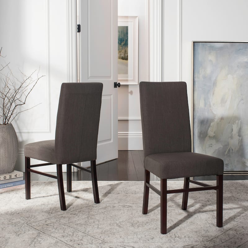SAFAVIEH Kandi Parsons Stripe Linen Dining Chairs (Pack Of 2) - 18.5" x 23.8" x 39.4" - 19"W x 24"D x 39"H - Charcoal (Single)