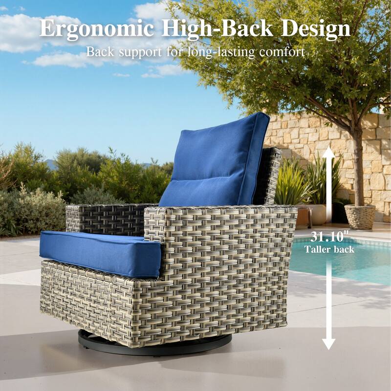 OVIOS 9 Pieces T shaped Seat Curved Swivel Chair Set With Fire Pit
