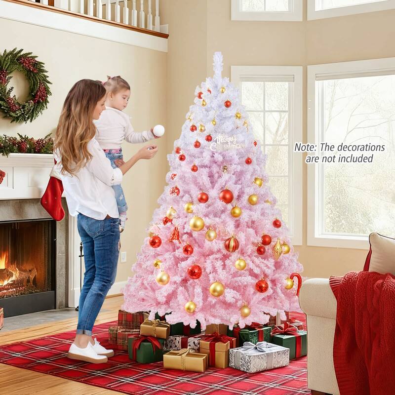 Costway 5/6/7/8 FT Artificial Christmas Tree with 180/250/350/470 Warm - See Details