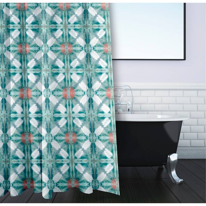 Beach Tile Geometric Print Shower Curtain