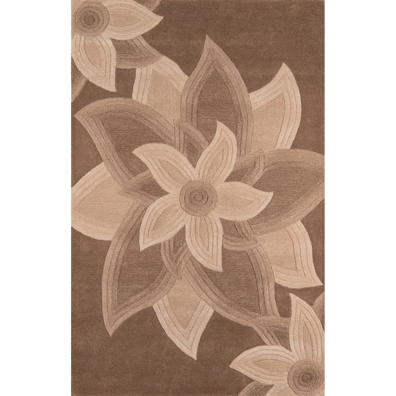 Momeni Delhi Hand Tufted Wool Floral Area Rug - 5' x 8' - Mocha - Runner/Rectangle