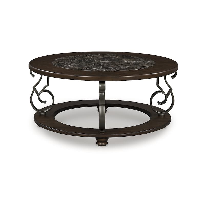 Signature Design by Ashley Frallyn Dark Brown Coffee Table - 42" W x 42" D x 19" H