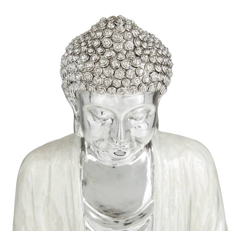 Silver Polystone Eclectic Sculpture 16 x 12 x 9 - 12 x 9 x 16