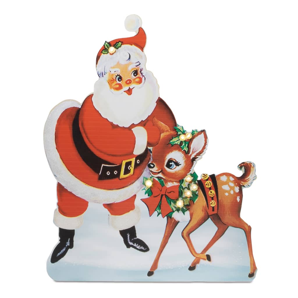 Nostalgic Santa with Deer LED Display 24"H - N/A