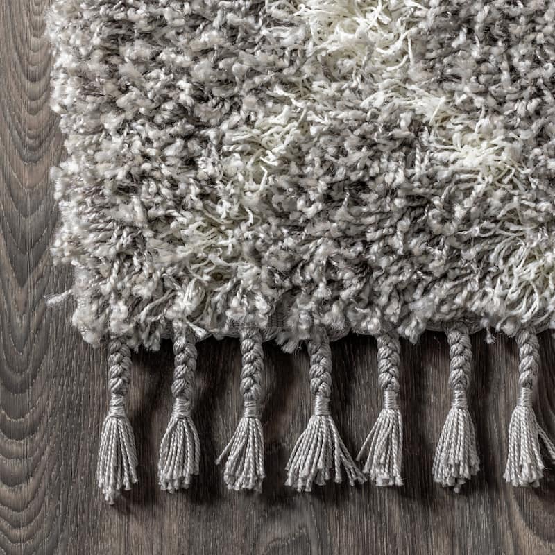 JONATHAN Y Modern Shag Plush Tassel Moroccan Geometric Trellis Area Rug