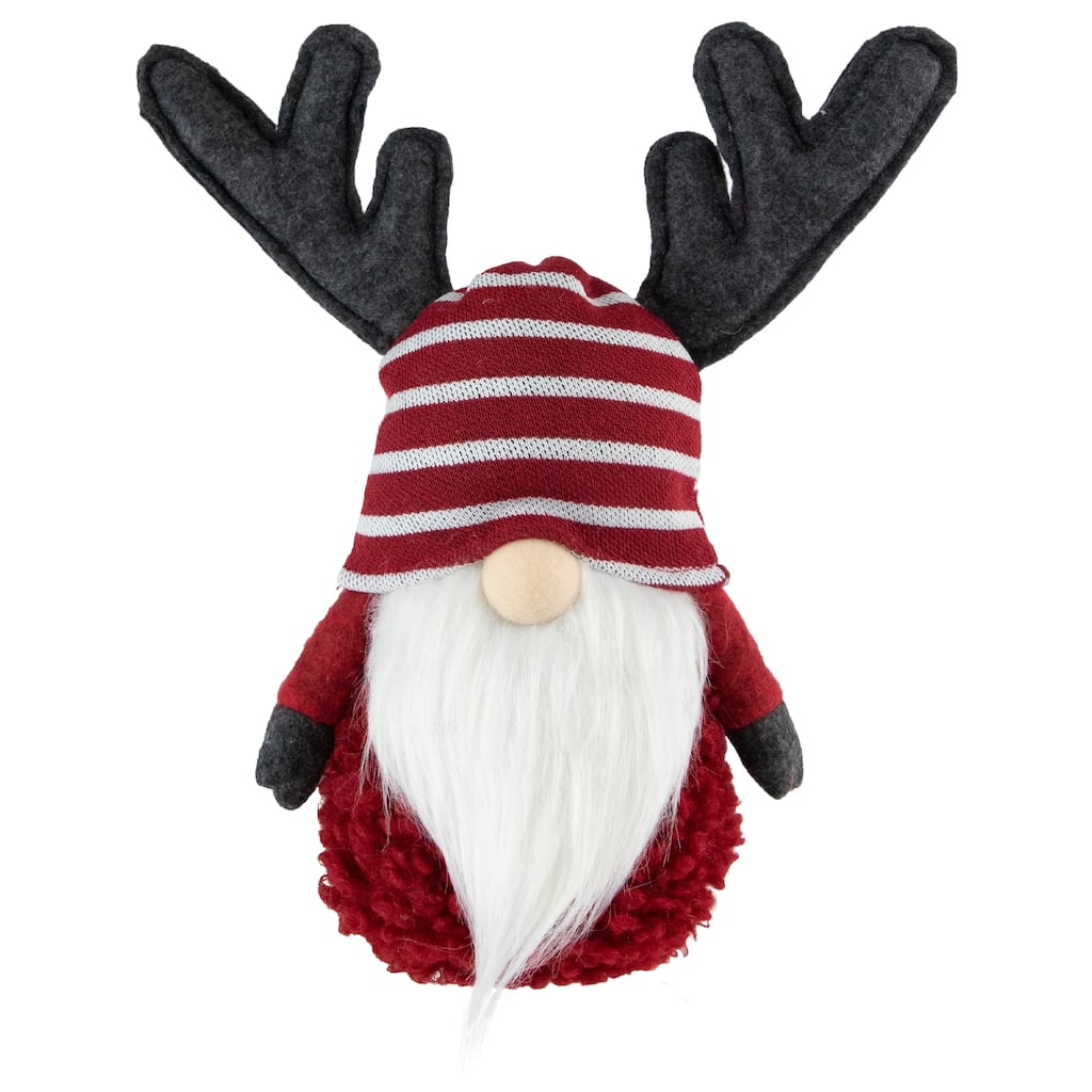 12" Red and White Gnome with Antlers Christmas Decoration