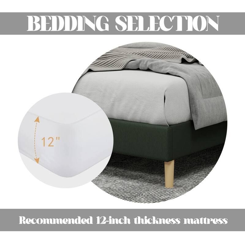 Caxkun Upholstered Platform Bed Frame with Wingback headboard