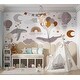 preview thumbnail 1 of 4, Premium Wallpaper Wall Mural - Whimsical Sky Friends