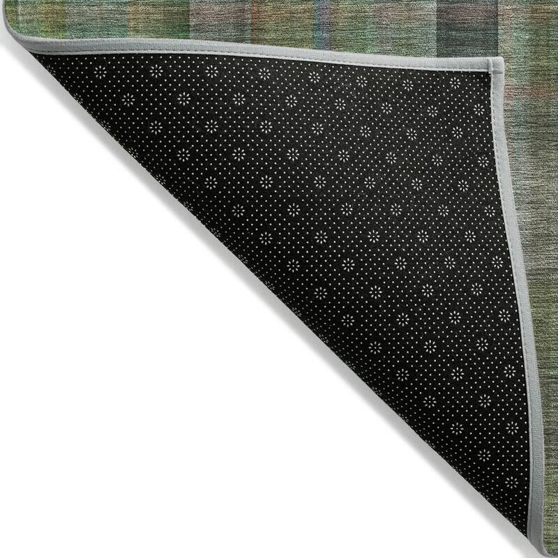 Machine Washable Indoor/ Outdoor Modern Plaid Chantille Rug
