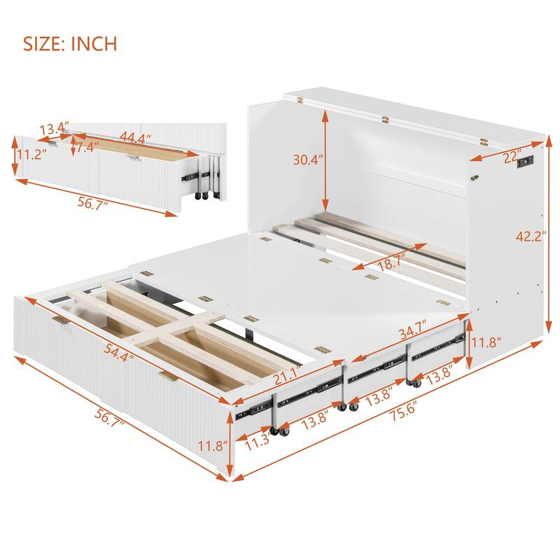 Merax Murphy Bed with drawer and a set of Sockets & USB Ports