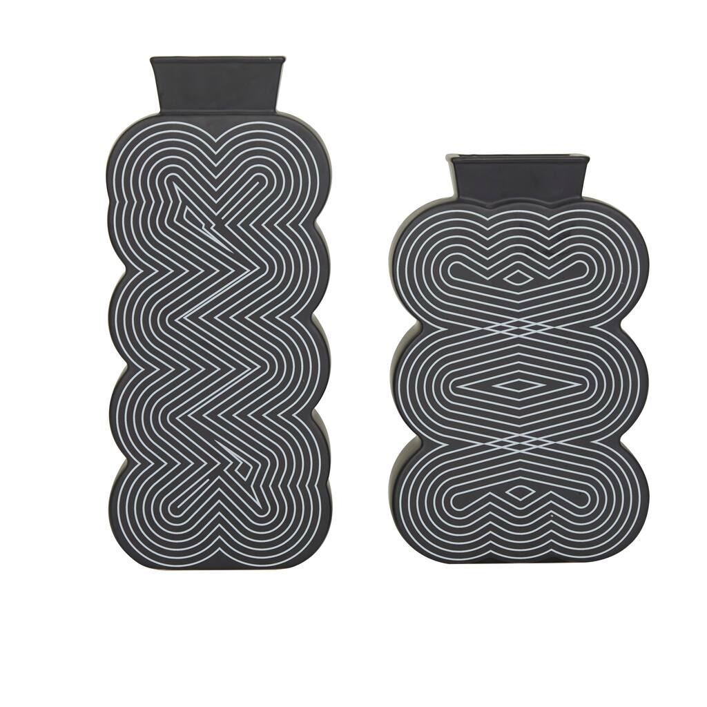 Ceramic Vase - Set of 2 Black - CosmoLiving by Cosmopolitan - 3"W x 5"L x 12"H