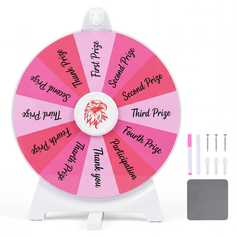 Gymax Spinning Prize Wheel 14 Slots Spin Wheel w/Blackboard Marker