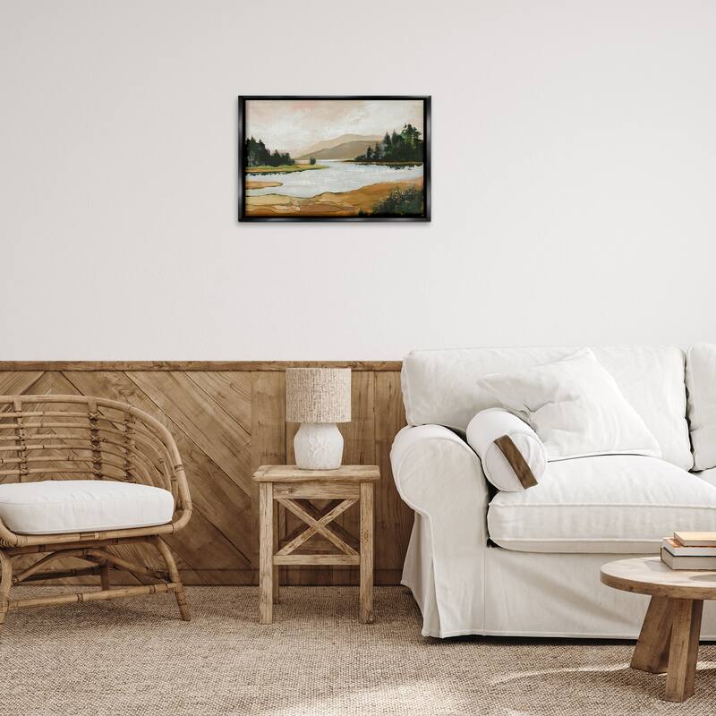 Stupell Relaxing Valley Lake Framed Floater Canvas Wall Art Design By Max Maxx