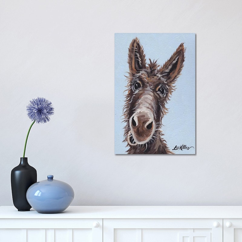 iCanvas "Rufus The Donkey On Blue Gray" by Hippie Hound Studios Canvas Print - 18x12x1.5