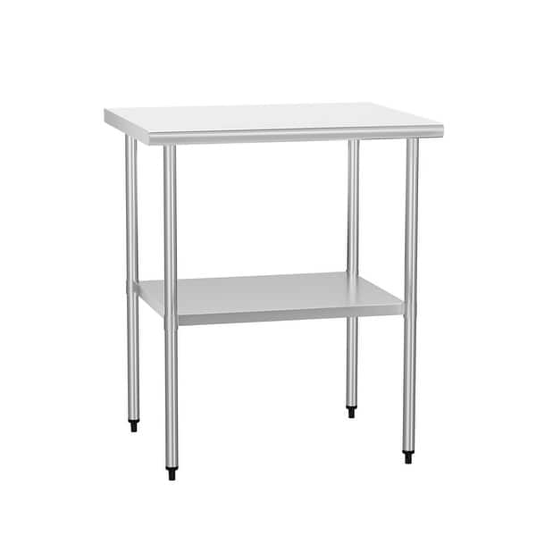 slide 2 of 9, Stainless Steel Table 24 x 30 Inches Metal Work Table Adjustable Undershelves