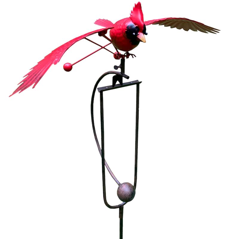 48" Red and Black Realistic Cardinal Rocker Stake