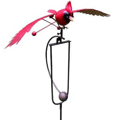 48" Red and Black Realistic Cardinal Rocker Stake