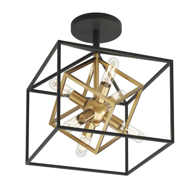 Artika Imperium Semi-Flushmount Ceiling Light, Black & Gold