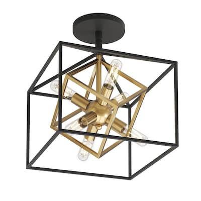 Artika Imperium Semi-Flushmount Ceiling Light, Black & Gold