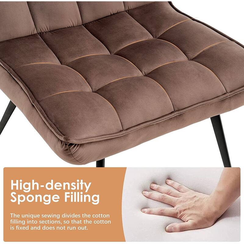 Mcombo Accent Chair with Ottoman, Velvet Tufted Wingback Chair, Upholstered Chairs with Metal Legs for Bedroom Living Room 4079